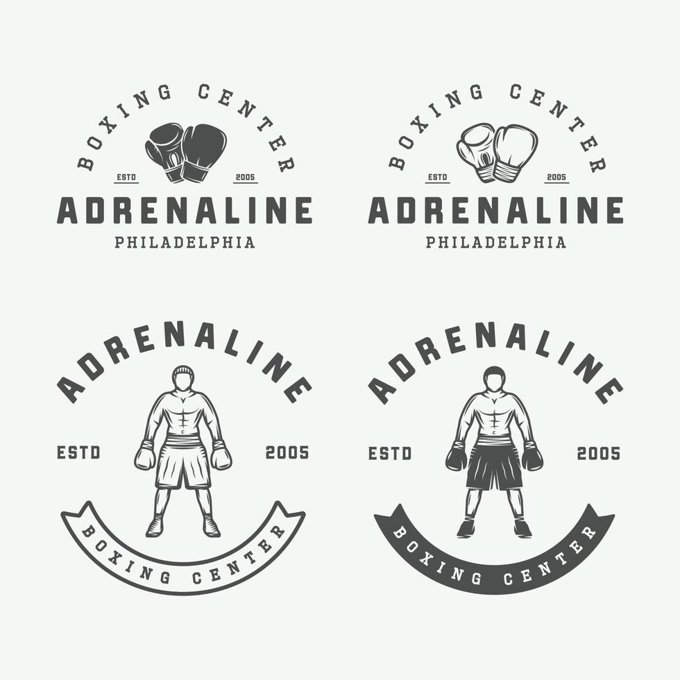 boxe e marziale arti logo badge e etichette nel Vintage ▾ stile. vettore illustrazione