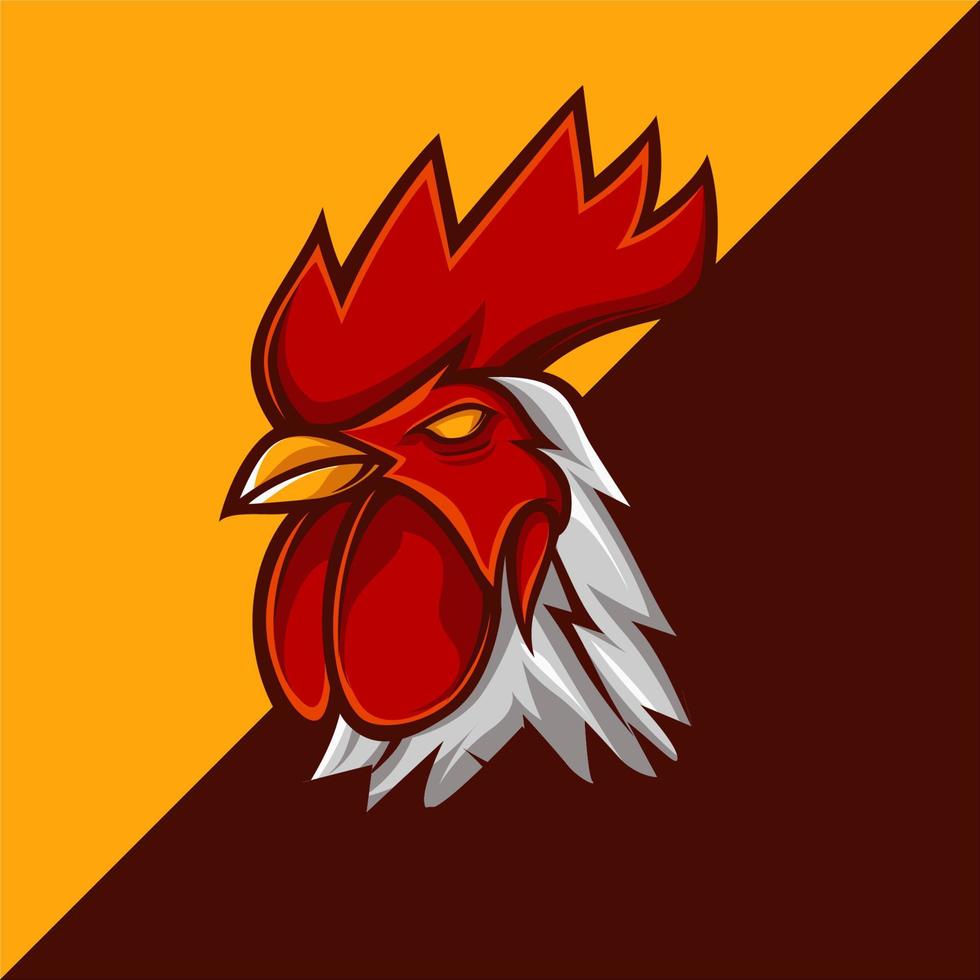 Gallo pollo portafortuna esport logo design vettore