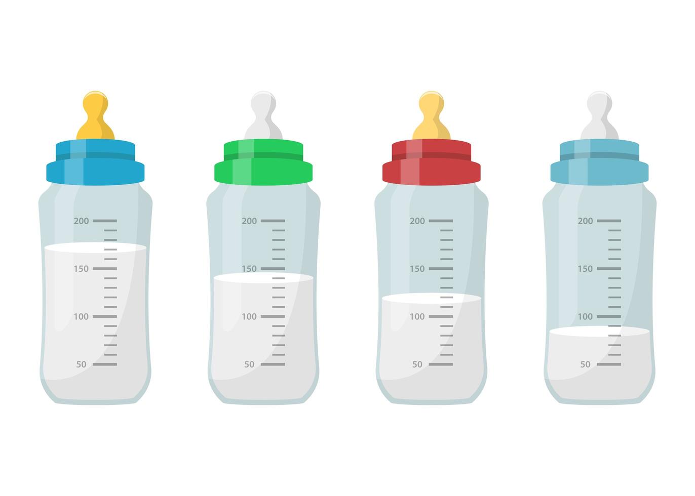bottiglie di latte per bambini isolati su bianco vettore