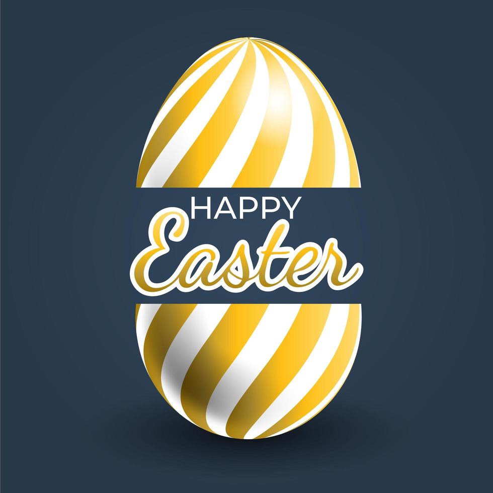 poster di uova di Pasqua con motivo a strisce curve oro vettore