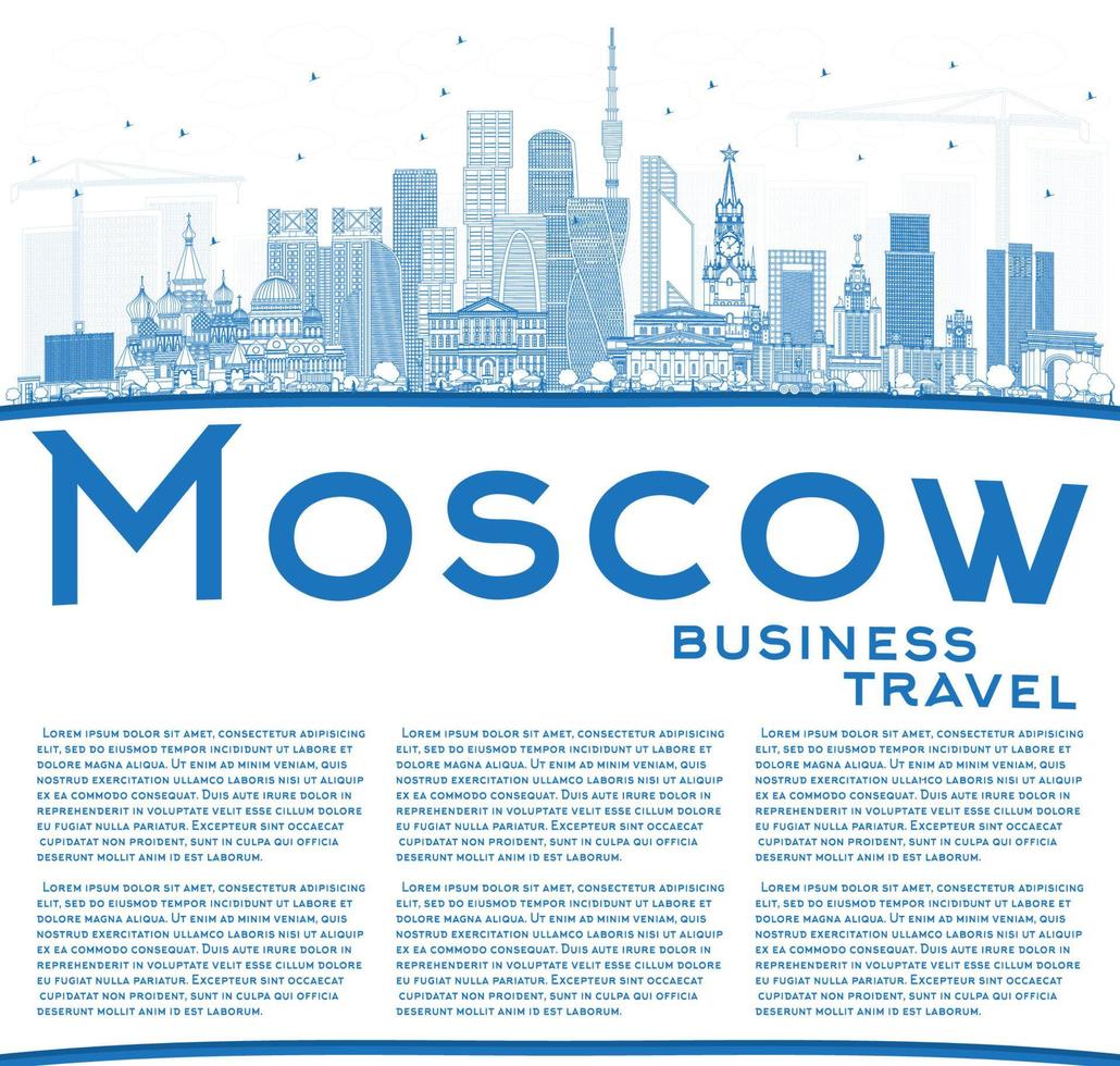 schema Mosca Russia orizzonte con blu edifici e copia spazio. vettore