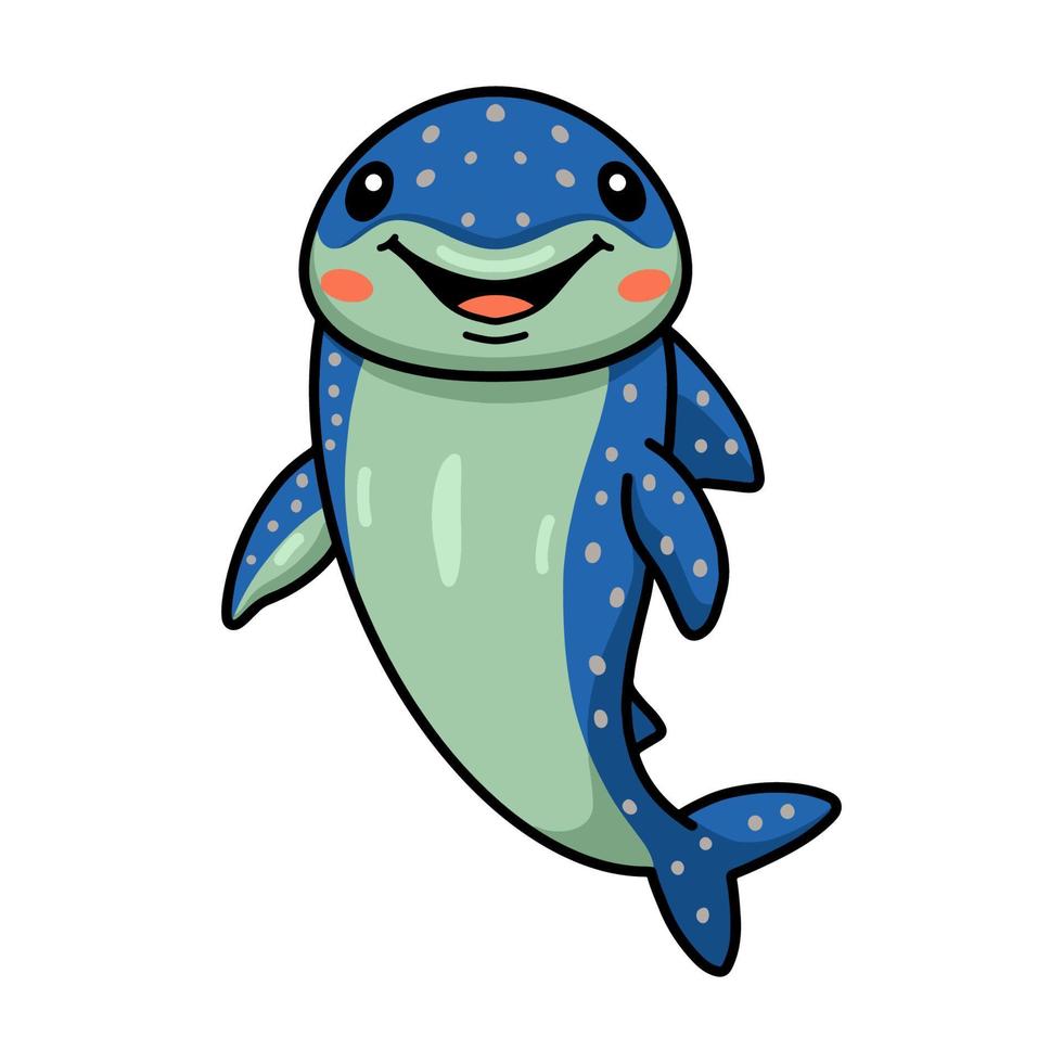 carino balena squalo cartone animato in piedi vettore