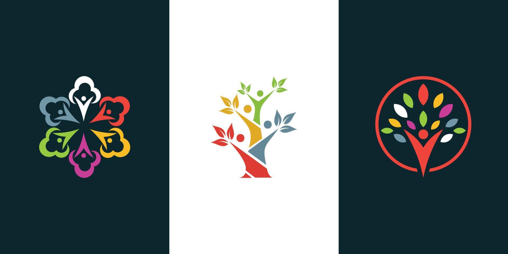 umano albero logo design unico premio vettore