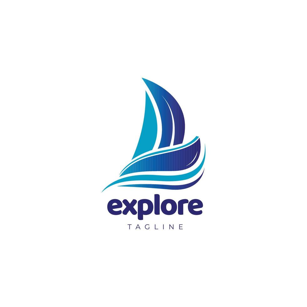 blu vela nave Esplorare logo simbolo vettore