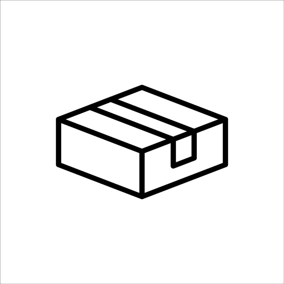 scatola di cartone scatola magro linea icona, vettore e illustrazione.