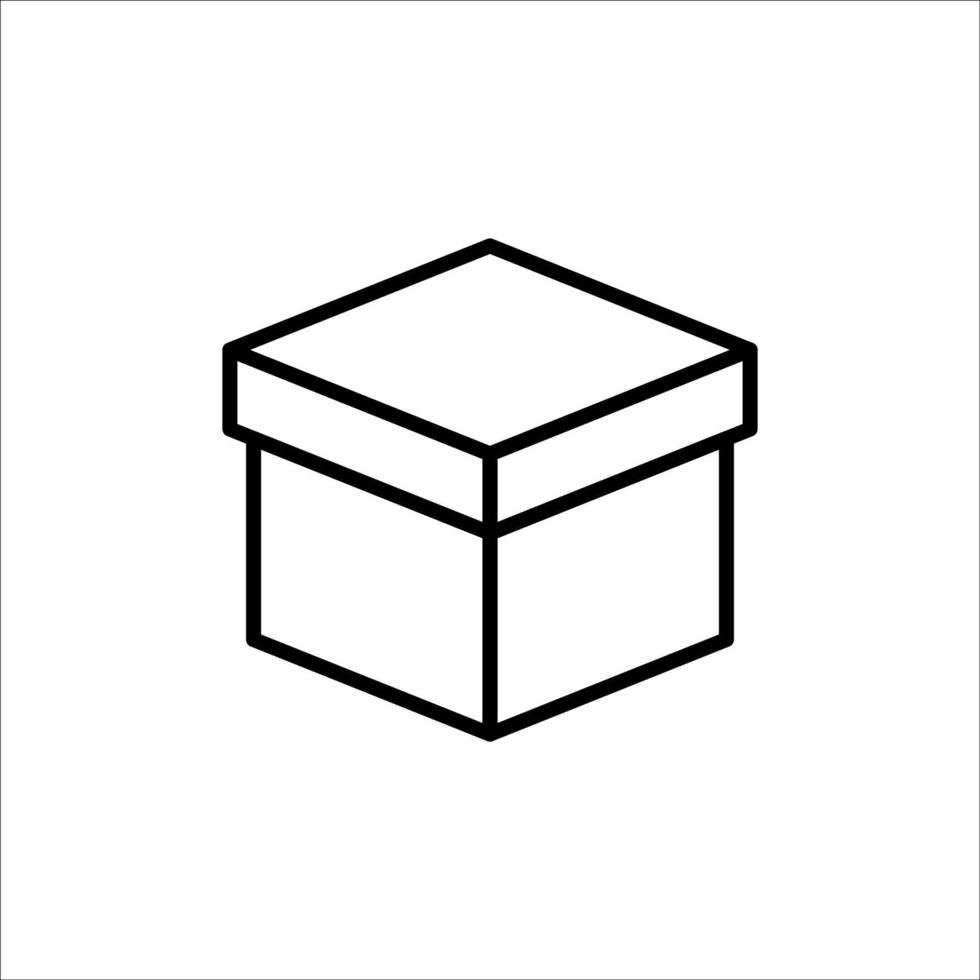 scatola di cartone scatola con copertina magro linea icona, vettore e illustrazione.