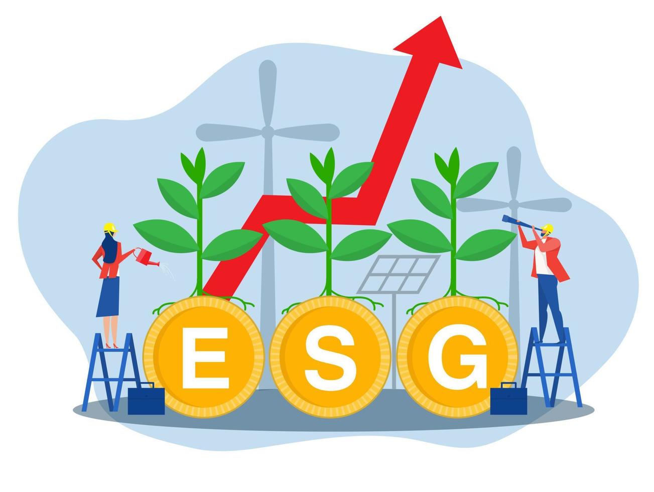 esg concetto ambientale sociale e governo concetto , investire energia fonti. preservare risorse di pianeta.piatto vettore illustrazione