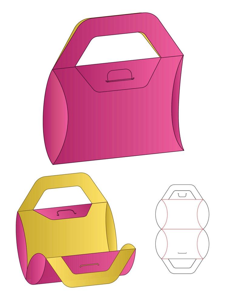 disegno del modello fustellato di imballaggio della scatola. Modello 3d vettore