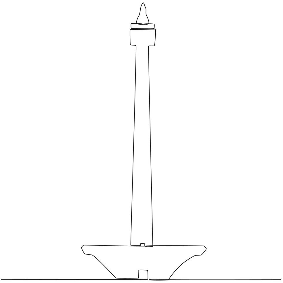nazionale monumento punto di riferimento di Giacarta, monas monumento continuo linea disegno vettore