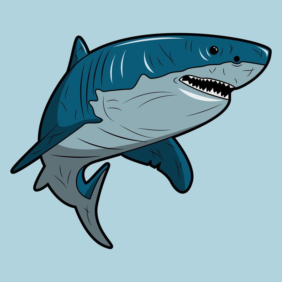 vettore illustrazione un' squalo con molti battaglia cicatrici