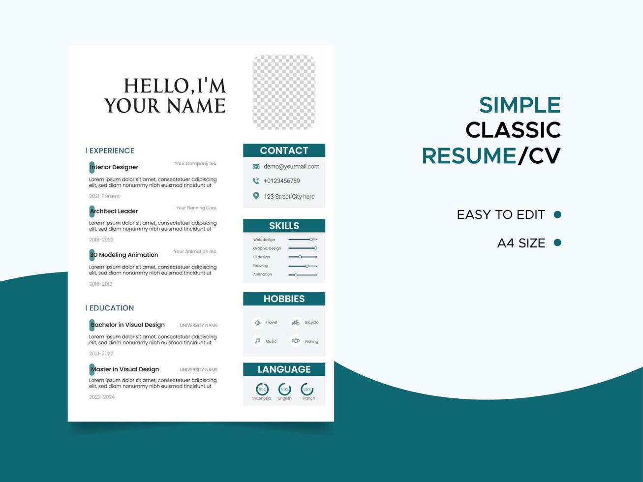 curriculum vitae modello, minimalista curriculum vitae CV modello, professionale lavori riprende vettore. vettore