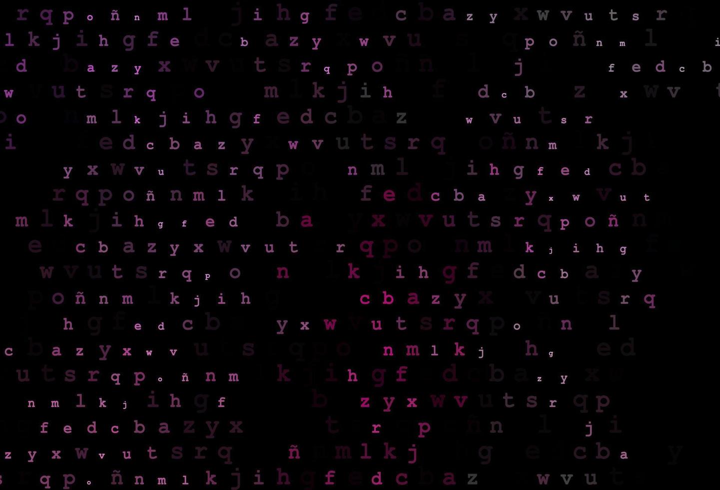 sfondo vettoriale rosa scuro con segni di alfabeto.