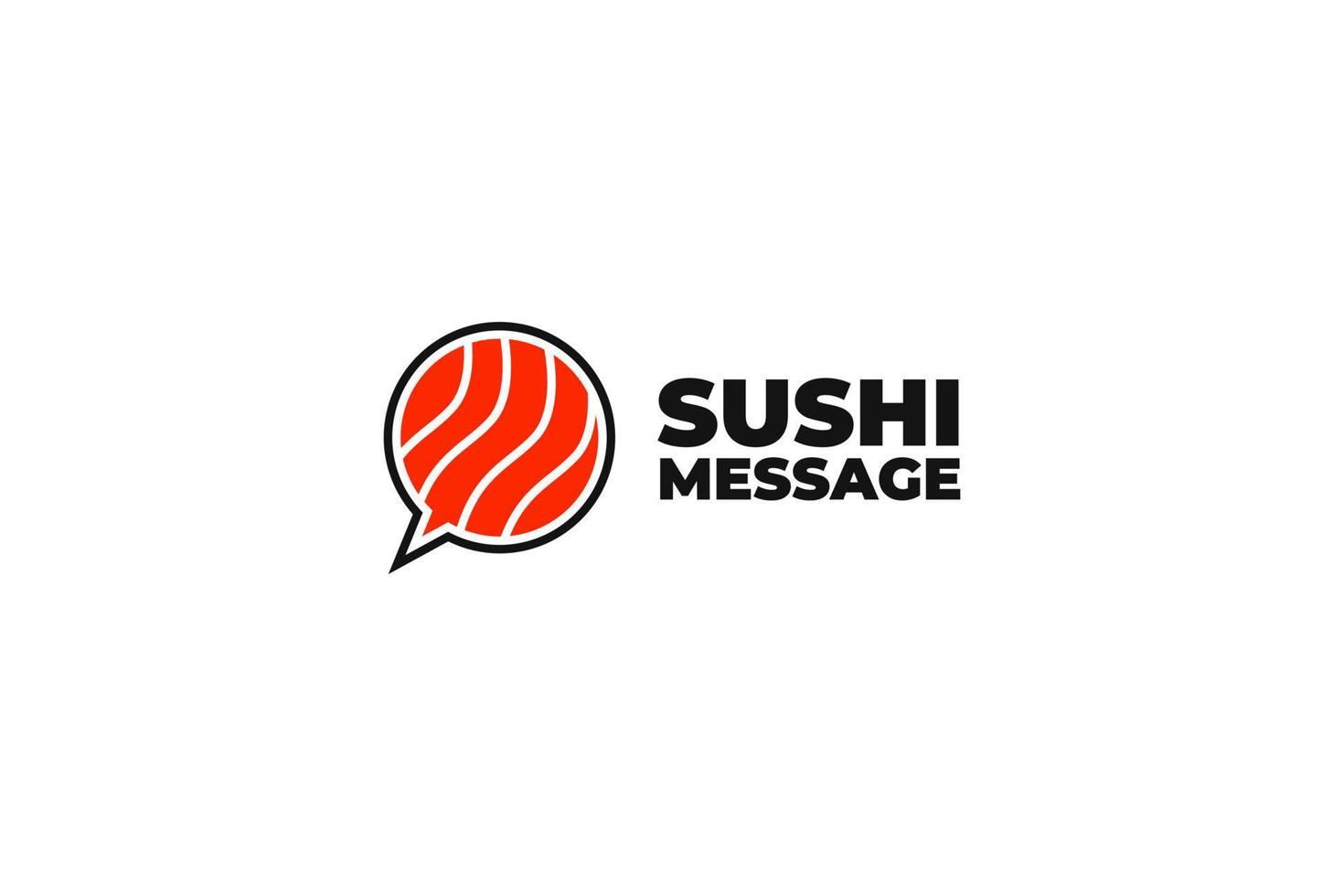 Sushi Messaggio logo design vettore modello illustrazione