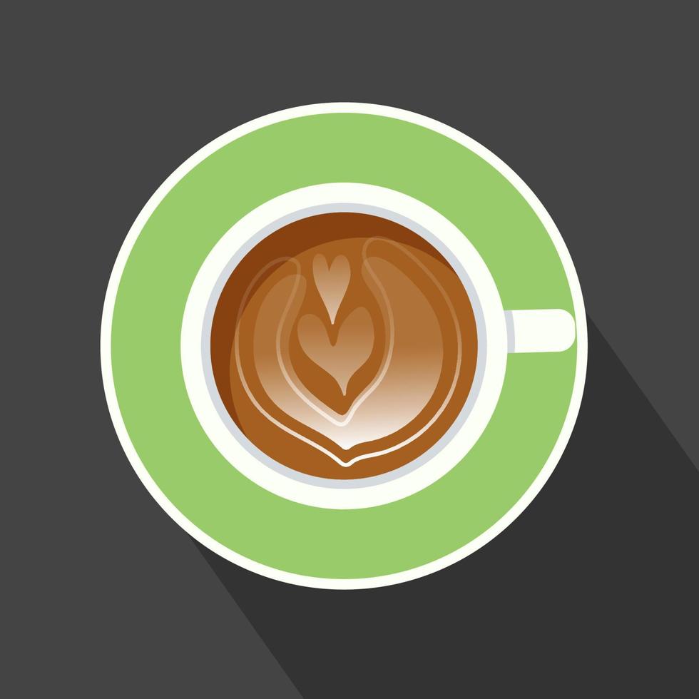 tazza di caffè su un' buio sfondo. superiore Visualizza. piatto vettore illustrazione.