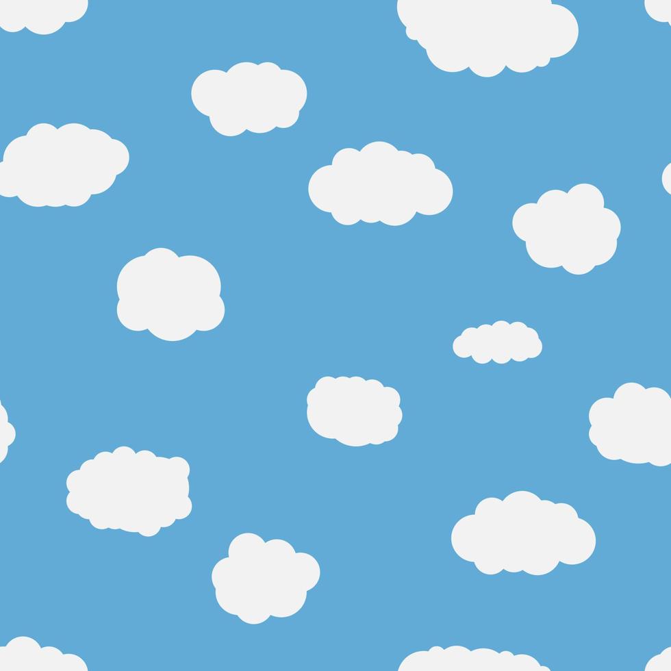 senza soluzione di continuità sfondo con blu cielo e bianca cartone animato nuvole. vettore illustrazione.