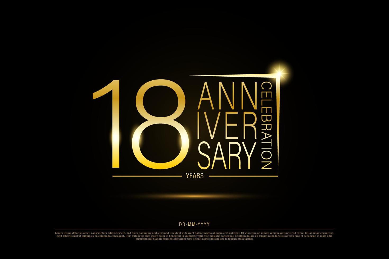 18 anno anniversario d'oro oro logo su nero sfondo, vettore design per celebrazione.