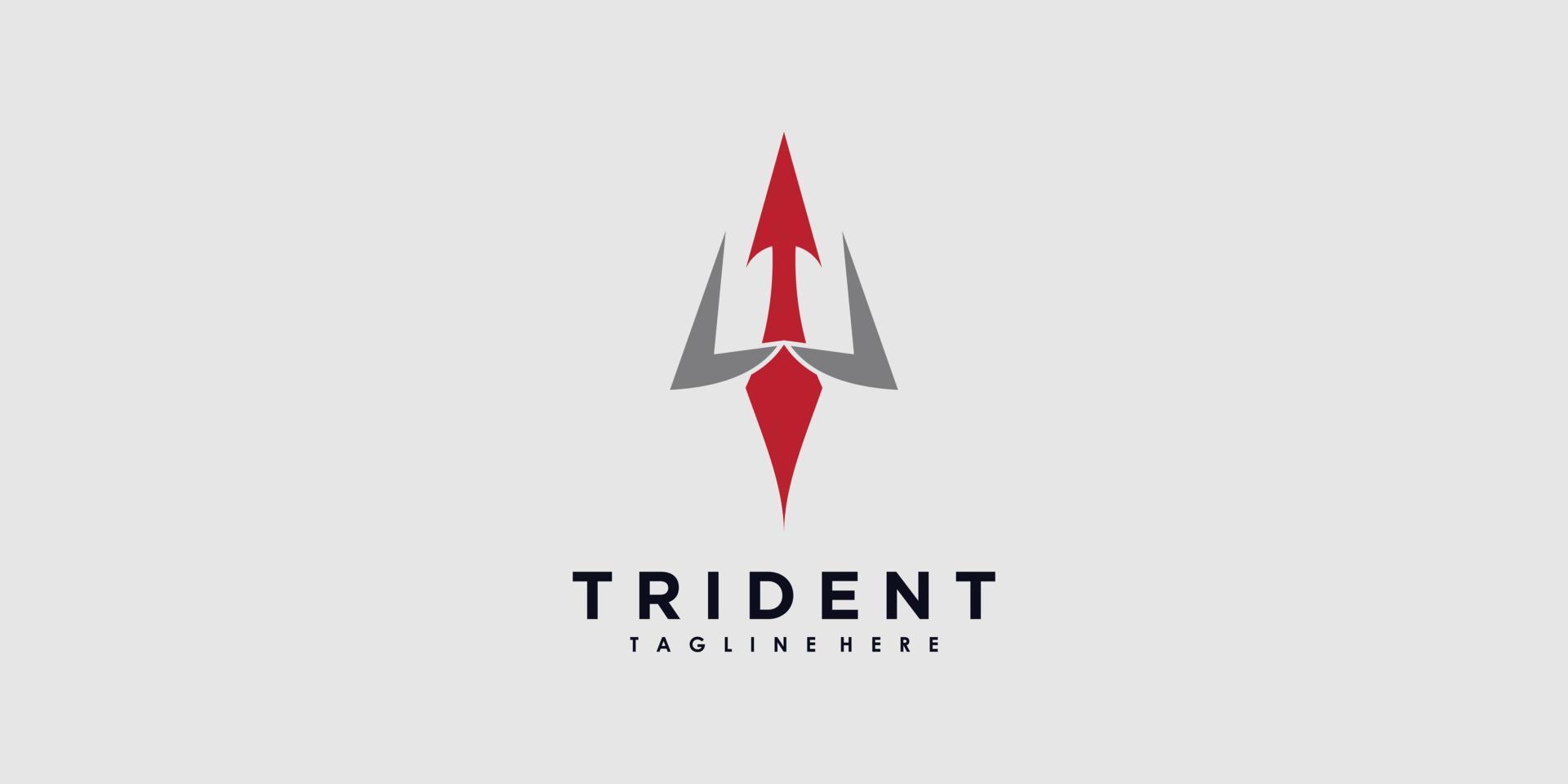 tridente logo design vettore con illustrazione creativo concetto