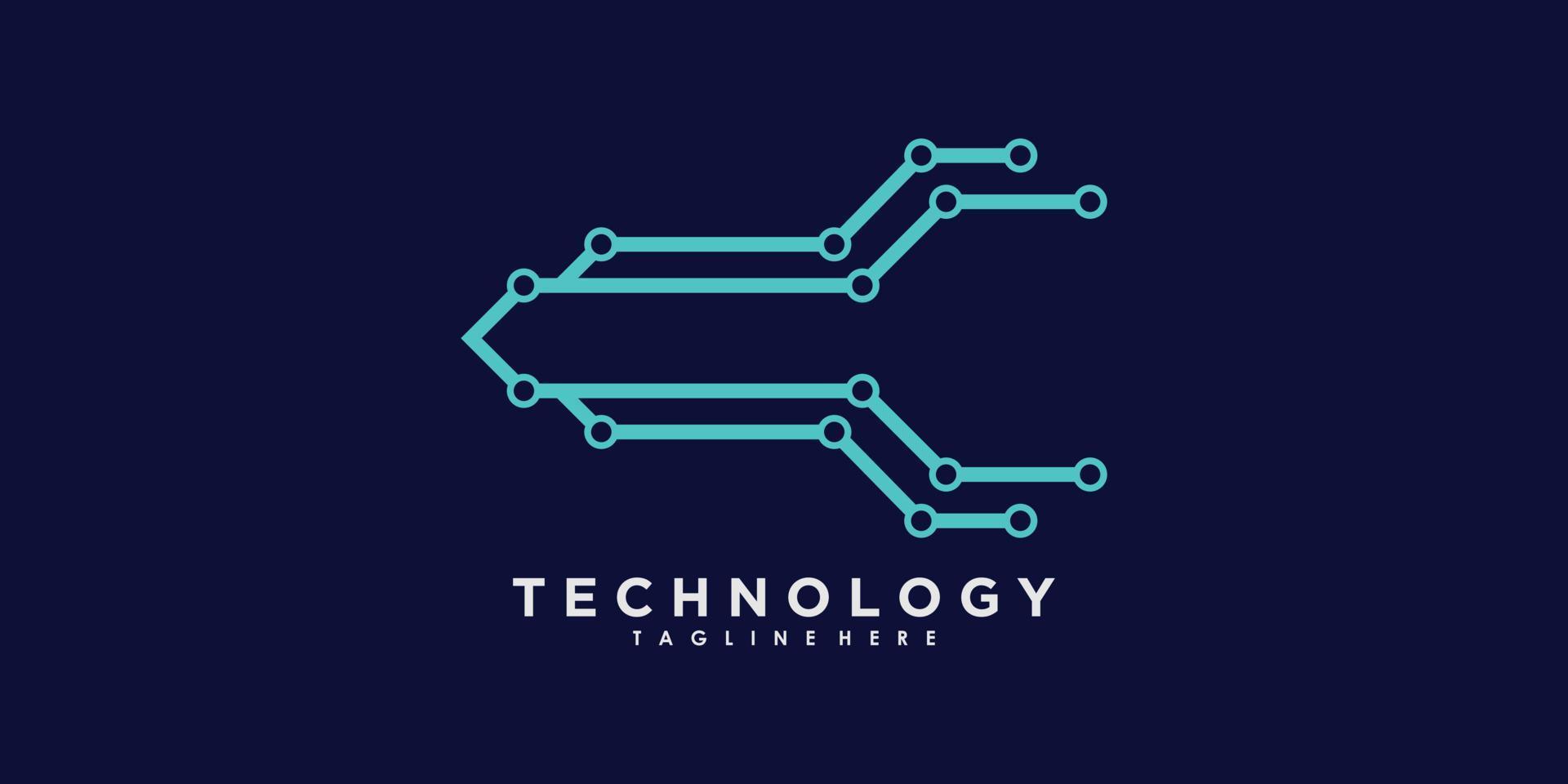 tecnologia logo design vettore con pendenza astratto creativo concetto