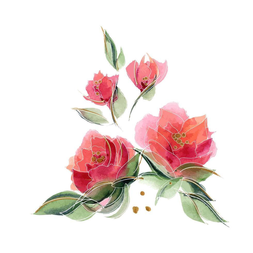 composizione floreale rosa con delicati fiori di rosa profumati vettore