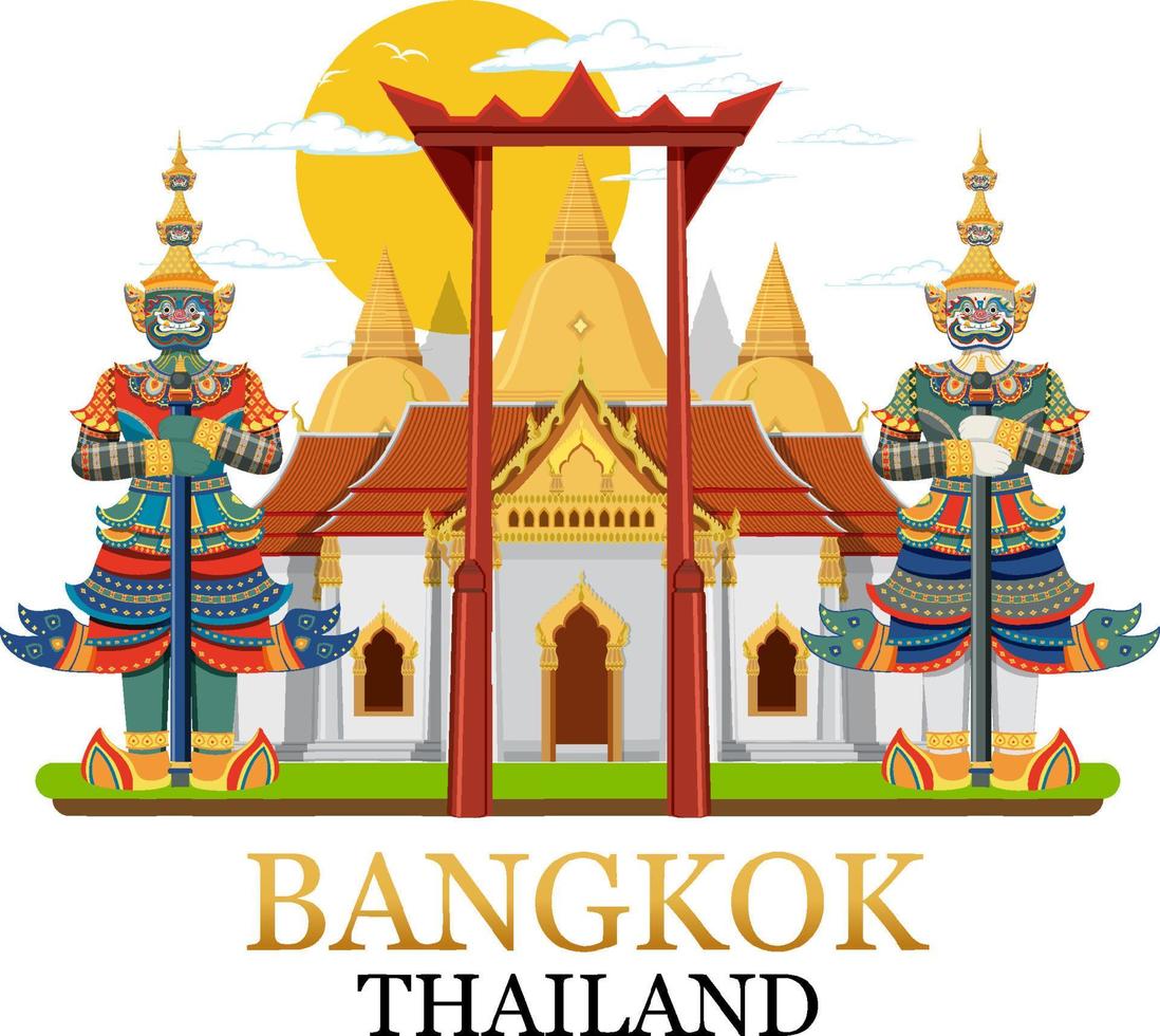 bandiera del logo dei punti di riferimento di bangkok thailandia vettore