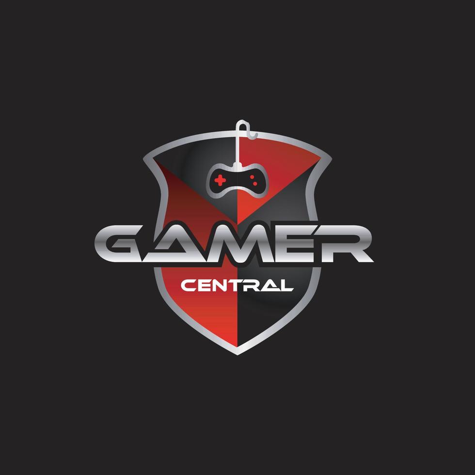 gamer centrale logo design simbolo icona vettore