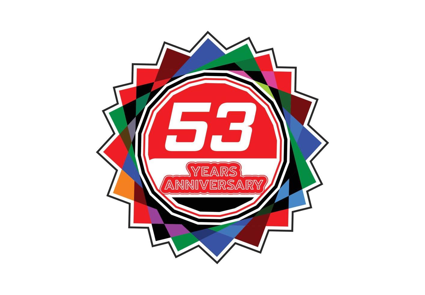 53 anni anniversario logo e etichetta design vettore