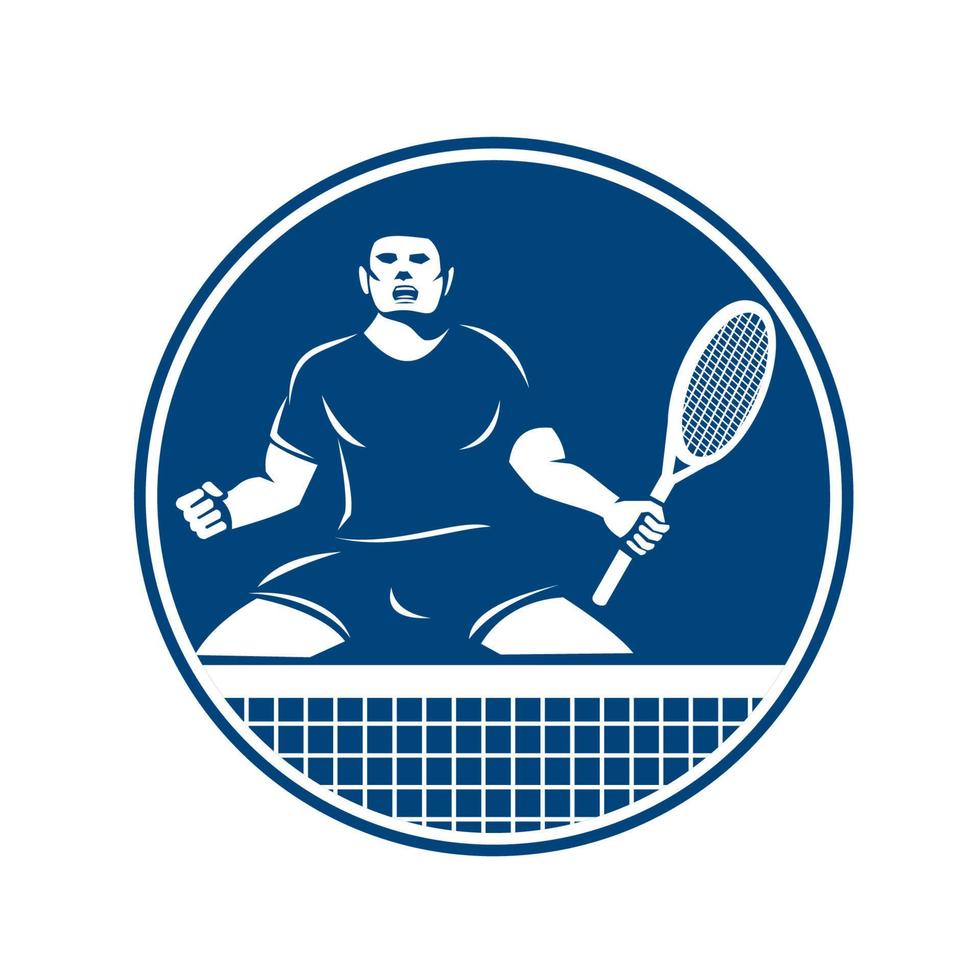 tennis giocatore racchetta cazzotto pompa icona vettore