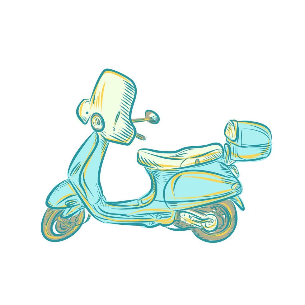 Vintage ▾ scooter acquaforte vettore