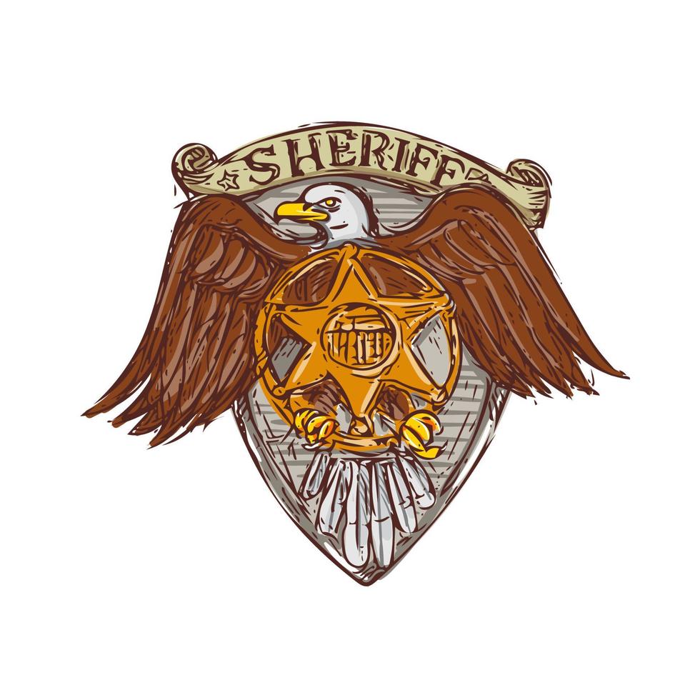 sceriffo distintivo americano aquila scudo disegno vettore