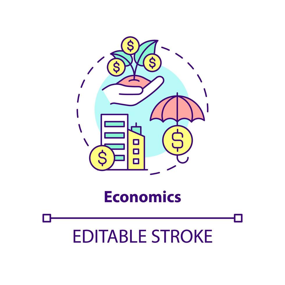 economia concetto icona. risorse assegnazione sistema. sociale istituzione astratto idea magro linea illustrazione. isolato schema disegno. modificabile ictus. vettore