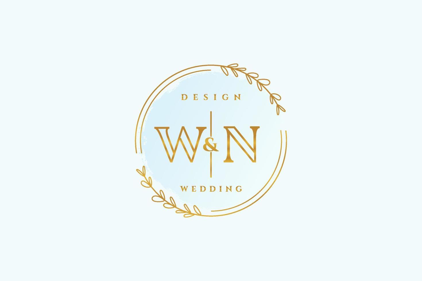 iniziale wn bellezza monogramma e elegante logo design grafia logo di iniziale firma, nozze, moda, floreale e botanico con creativo modello. vettore