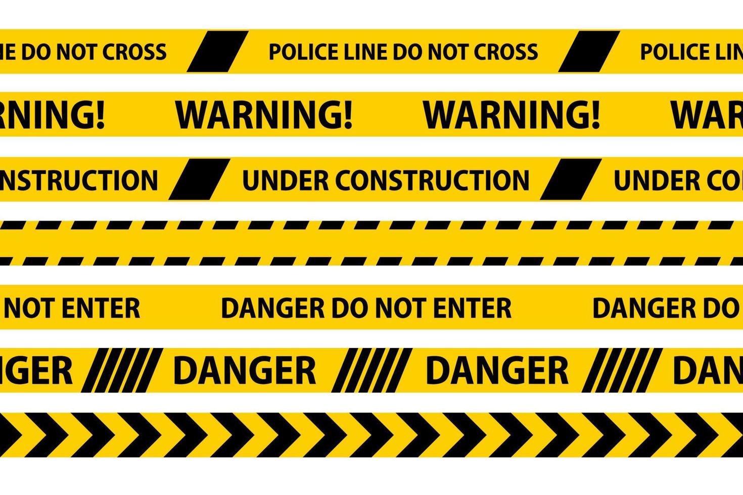 Pericolo, attenzione e avvertimento senza soluzione di continuità nastri. vettore