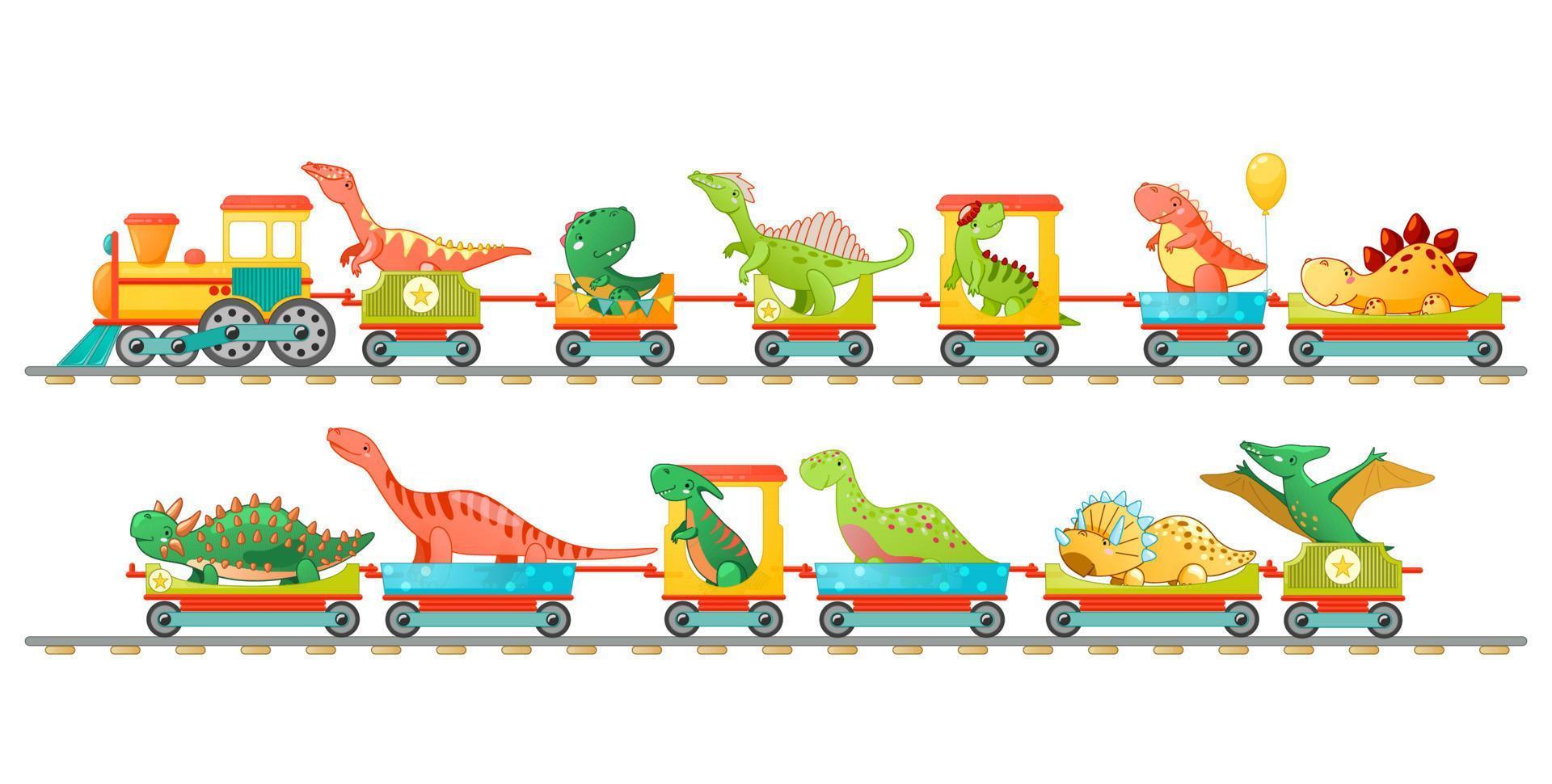 treno con carino poco dinosauro nel cartone animato stile. vettore