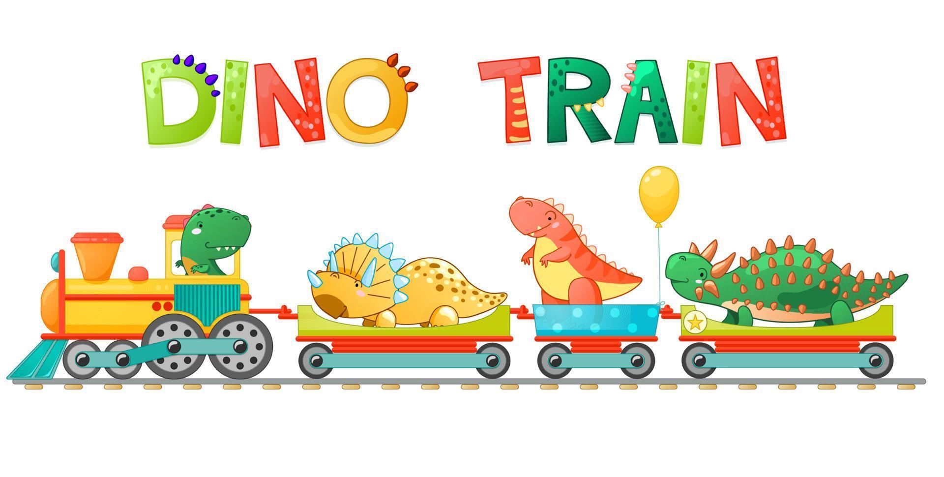 treno con carino poco dinosauro nel cartone animato stile. vettore