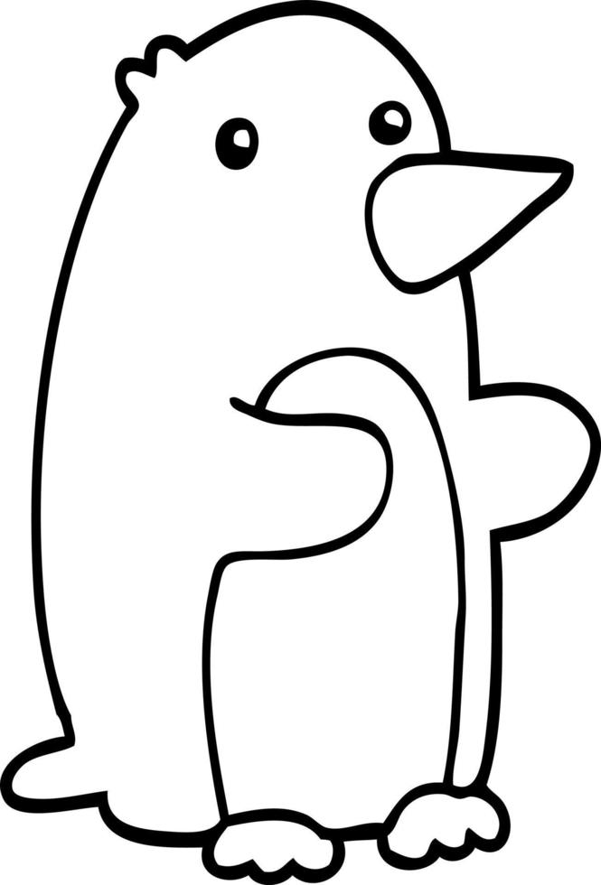 linea disegno cartone animato pinguino vettore