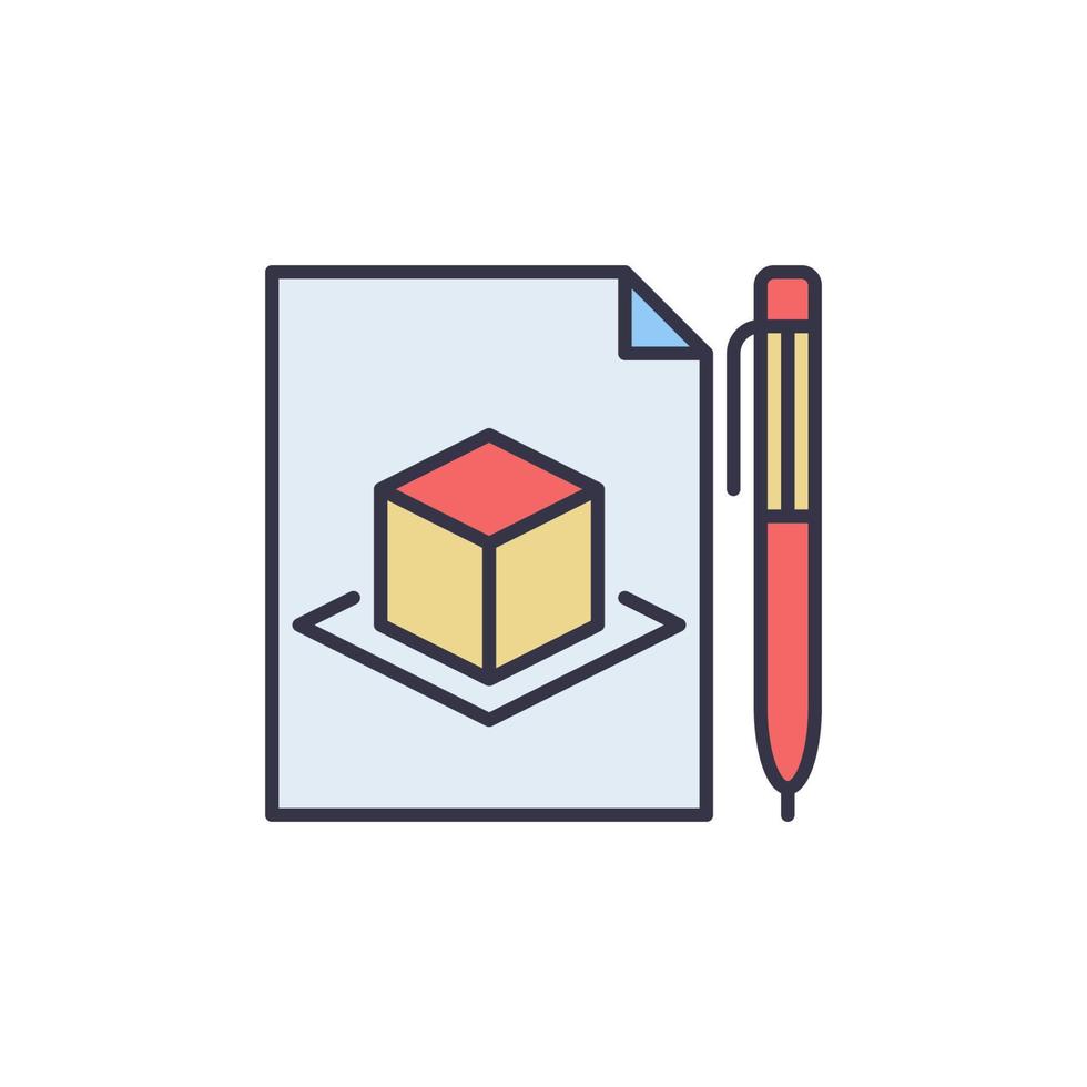 carta documento con penna vettore concetto colorato icona