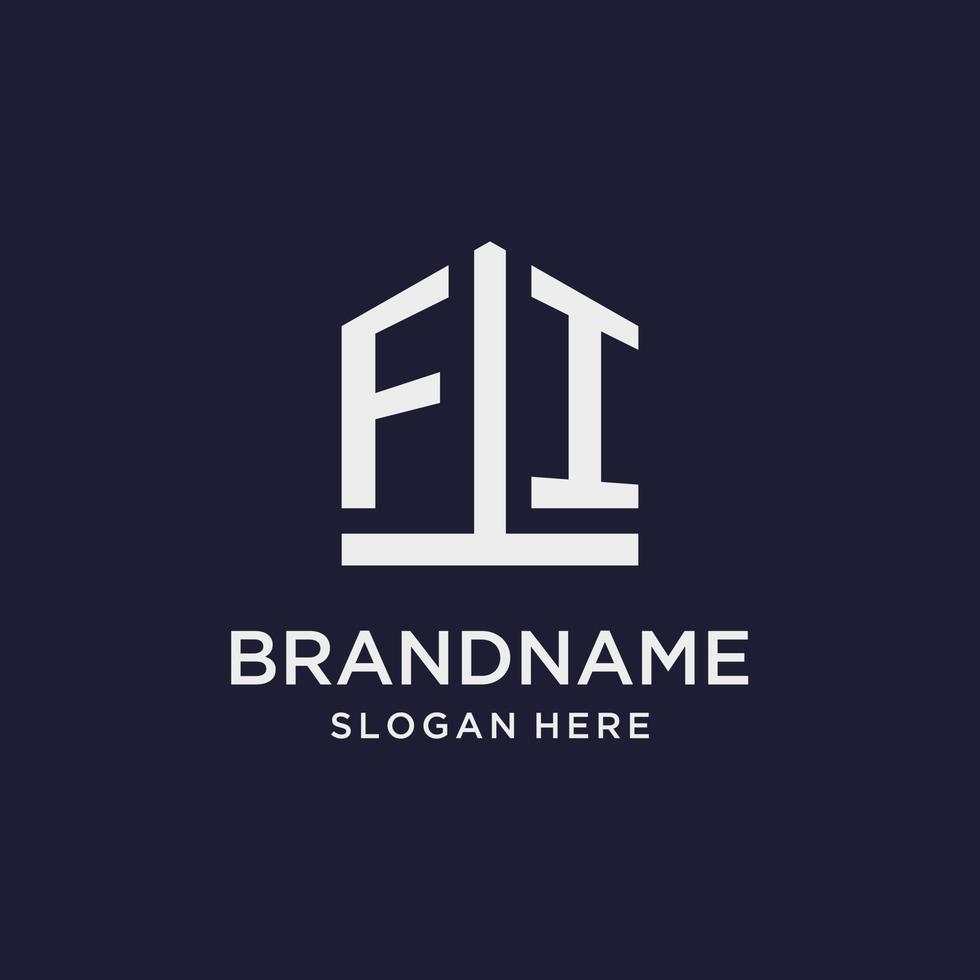 fi iniziale monogramma logo design con pentagono forma stile vettore