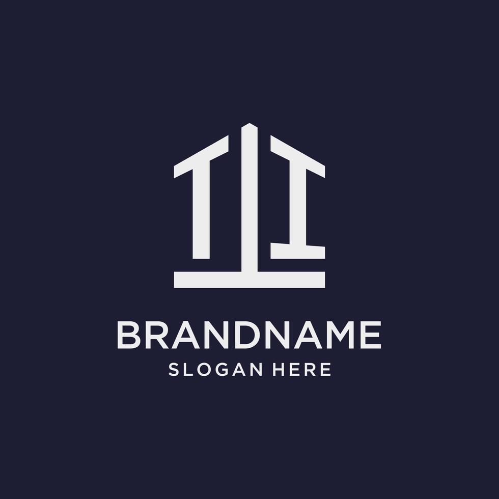 ti iniziale monogramma logo design con pentagono forma stile vettore