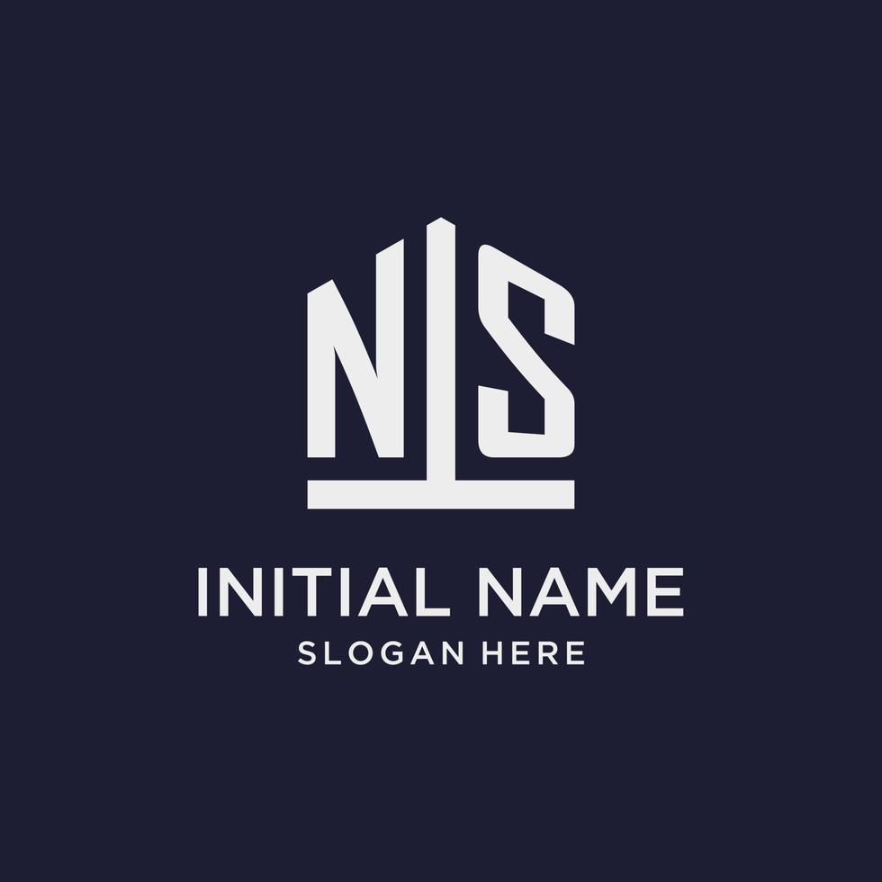 ns iniziale monogramma logo design con pentagono forma stile vettore