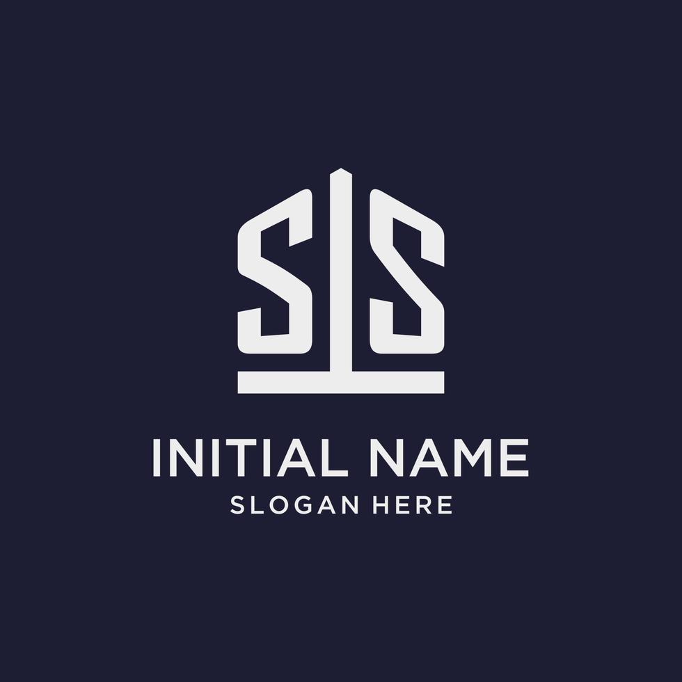 ss iniziale monogramma logo design con pentagono forma stile vettore