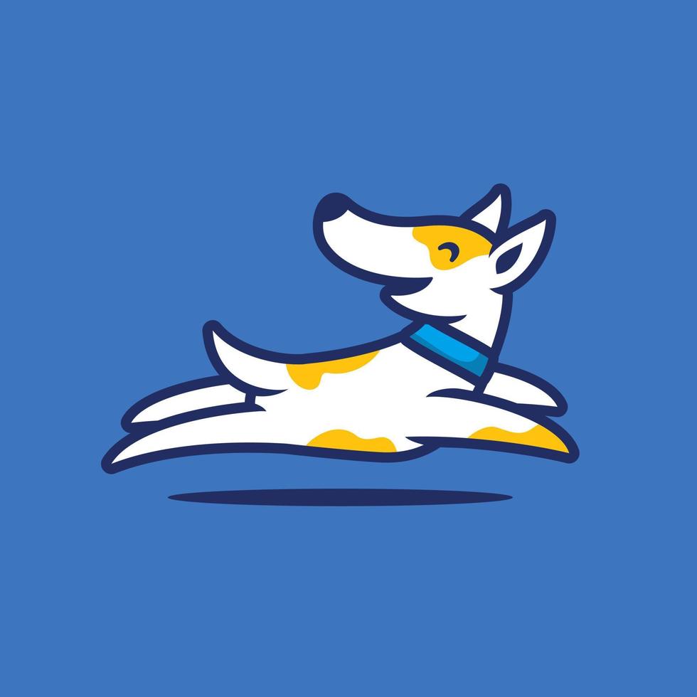 cane in esecuzione cartone animato portafortuna logo, piatto design stile vettore