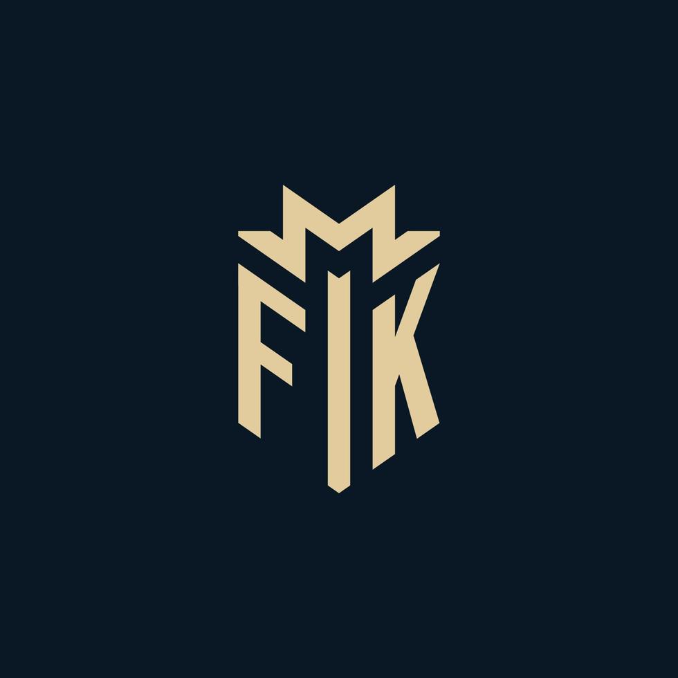 fk iniziale per legge azienda logo, avvocato logo, procuratore logo design idee vettore
