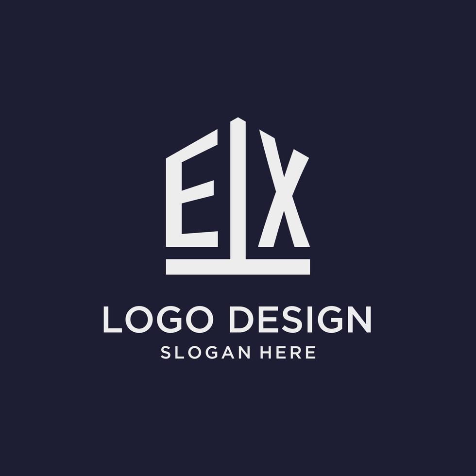 ex iniziale monogramma logo design con pentagono forma stile vettore