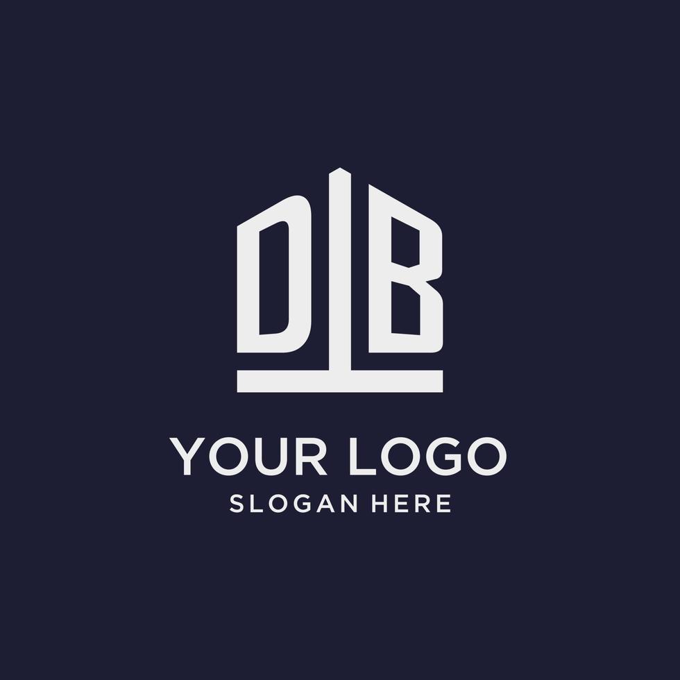 db iniziale monogramma logo design con pentagono forma stile vettore