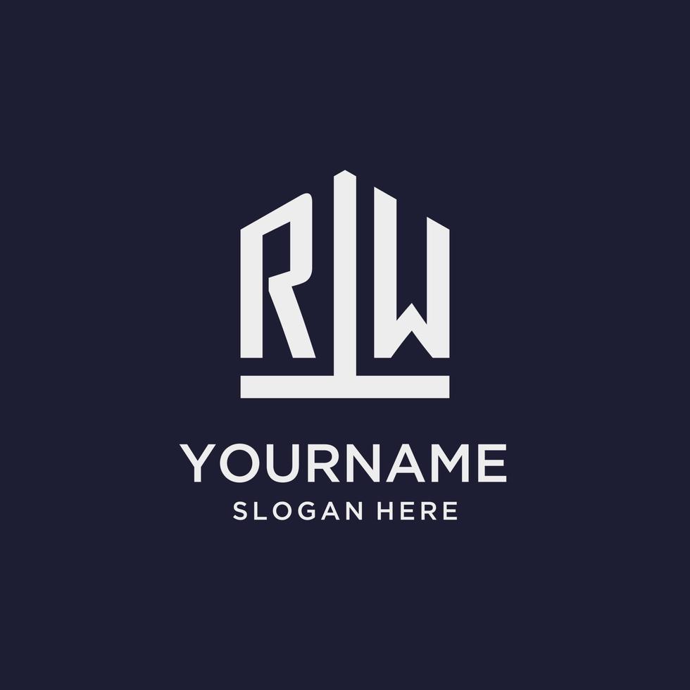 rw iniziale monogramma logo design con pentagono forma stile vettore