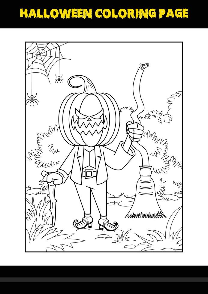 Halloween colorazione pagina per bambini. linea arte colorazione pagina design per bambini. vettore