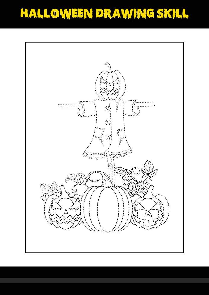 Halloween disegno abilità per bambini. Halloween disegno abilità colorazione pagina per bambini. vettore