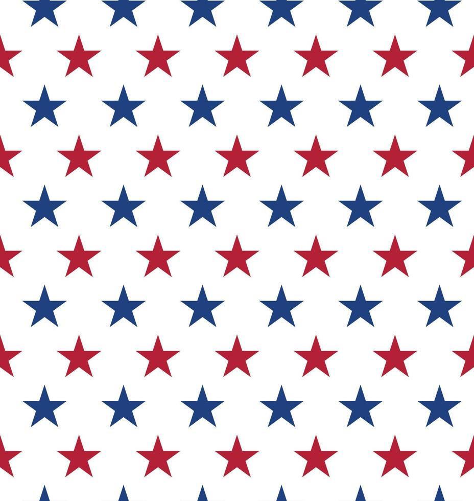 senza soluzione di continuità modello fatto a partire dal rosso e blu cinque appuntito stelle. stella modello nel americano bandiera colori. Stati Uniti d'America indipendenza giorno. presidenti giorno. piatto stile. vettore