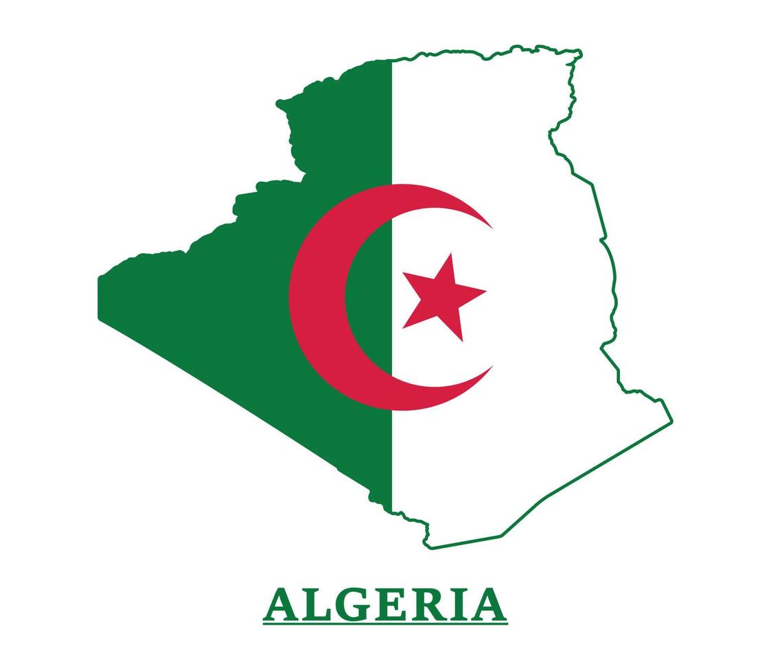 algeria nazionale bandiera carta geografica disegno, illustrazione di algeria nazione bandiera dentro il carta geografica vettore