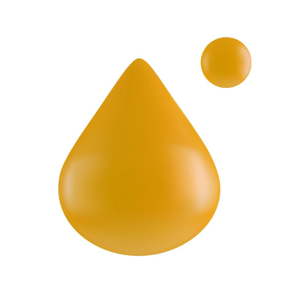 giallo realistico far cadere di miele 3d. oleoso liquido far cadere di cibo o carburante. vettore
